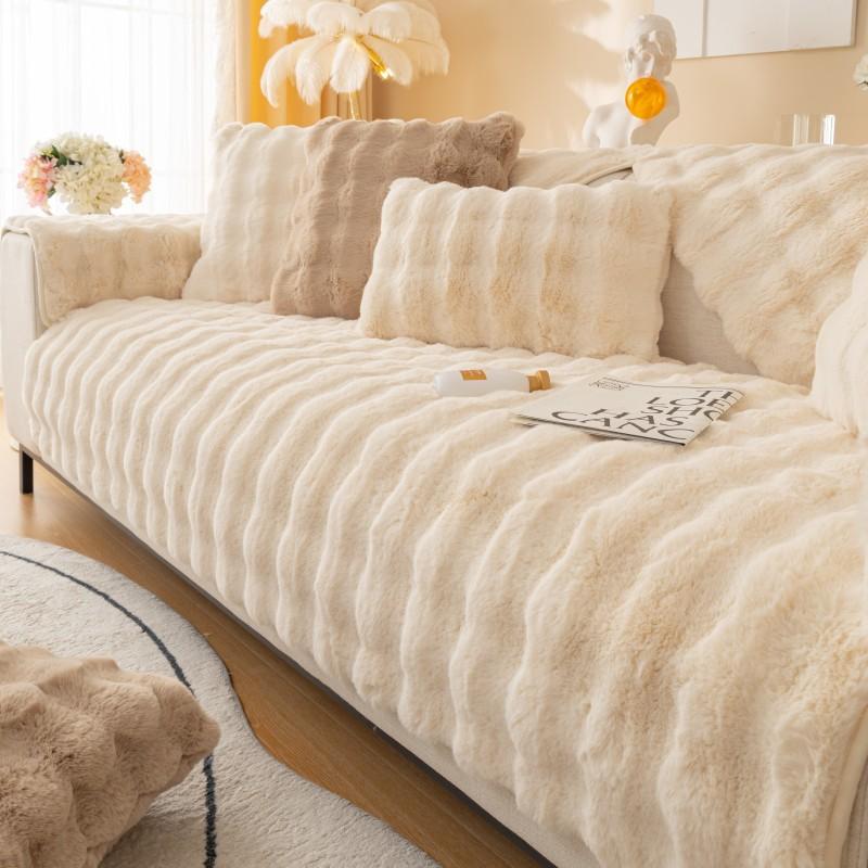 Простой плюшевый утолщенный чехол для дивана для зимнего тепла, подушка для дивана в гостиной, пылезащитный и противоскользящий защитный чехол для дивана