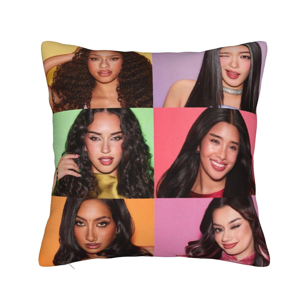 New Kpop Style Girls Katseyes Pillow Cover Graphic Cushion Cover Funny Pillow Case For Chair Sofa Home Decor