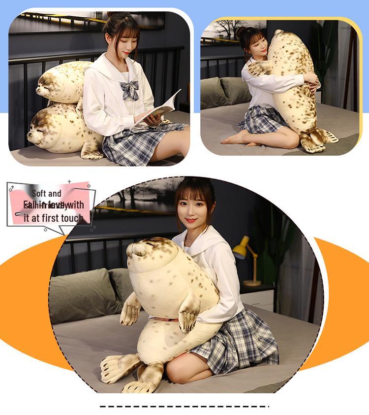 Плюшевая игрушка лахтак - большая тряпичная подушка в виде морского животного