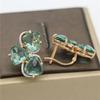 Модные и свежие серьги с зелеными драгоценными камнями и сверкающей листвой для женщин, темпераментный изумруд и изысканные серьги, гламурный циркон