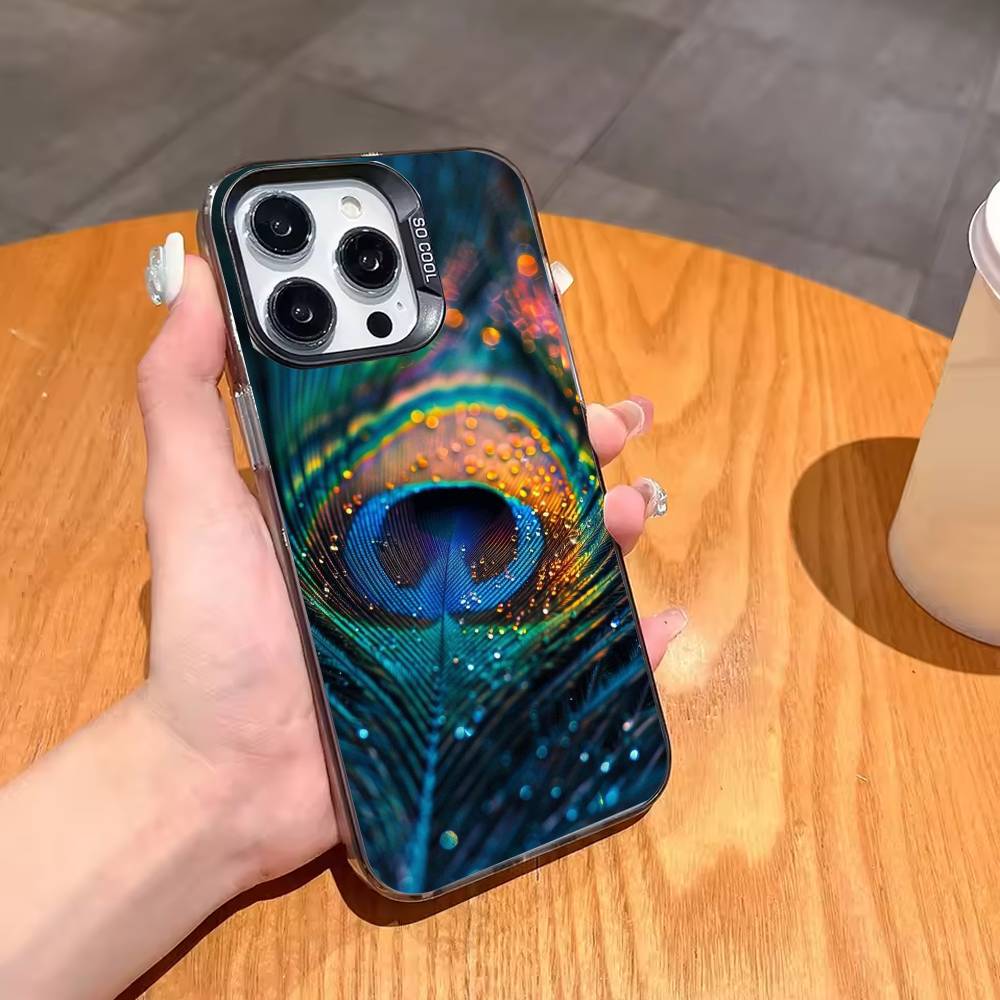 Чехол для телефона с павлином для iPhone17,16,15,14,13,12,11, Pro, MAX Серый Матовый Силиконовый Черный Чехол