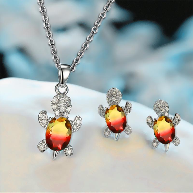 Tortoise Pendant Necklace Earring Set Niche Design Sense Female Jewelry