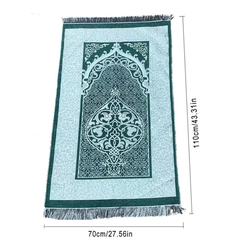 Модный полиэстеровый молитвенный коврик, переносные плетеные коврики, простой мусульманский принт с компасом в чехле, дорожный коврик