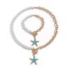 Ocean Style Colorful Star Pendant Necklace, Pastoral Vacation Asymmetrical Imitation Pearl Necklace