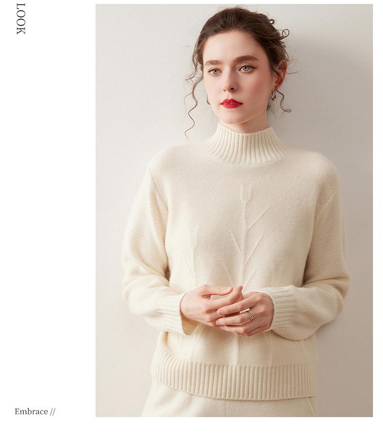 2025 New Arrival: Thick Cashmere Knit Sweater, Solid Color, Half-High Collar, Winter Base Layer