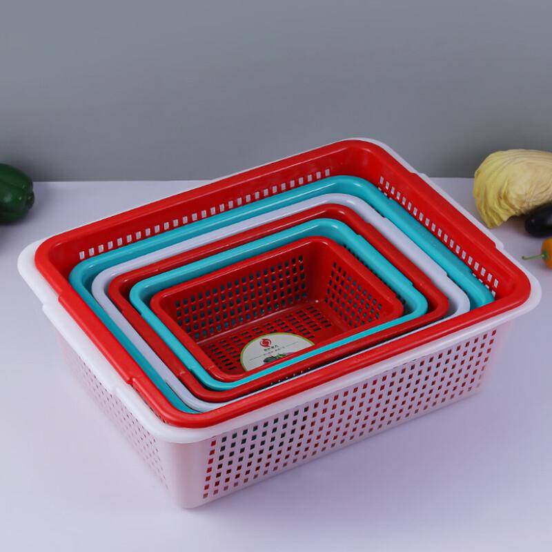 Rectangular Plastic Washing and Draining Basket Set