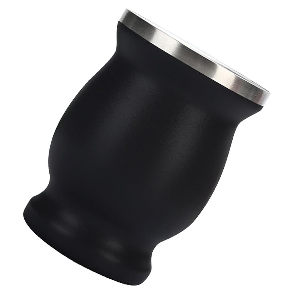 8oz 304 Stainless Steel Gourd Cup Double Layers Vacuum Insulation Cup with Straw Brush Black