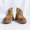 Мужские ретро-ботинки с высоким верхом, зимние ботинки с толстой подошвой, нескользящие, теплые, повседневные, зимние ботинки из кожи, на шнуровке, с большой головой