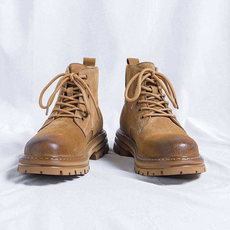 Мужские ретро-ботинки с высоким верхом, зимние ботинки с толстой подошвой, нескользящие, теплые, повседневные, зимние ботинки из кожи, на шнуровке, с большой головой