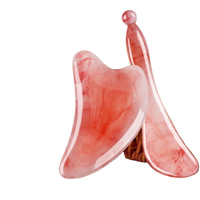 Треугольная доска гуа ша из смолы в форме сердца - Меридианная палочка для скребка для лица для красоты и массажа подбородка.