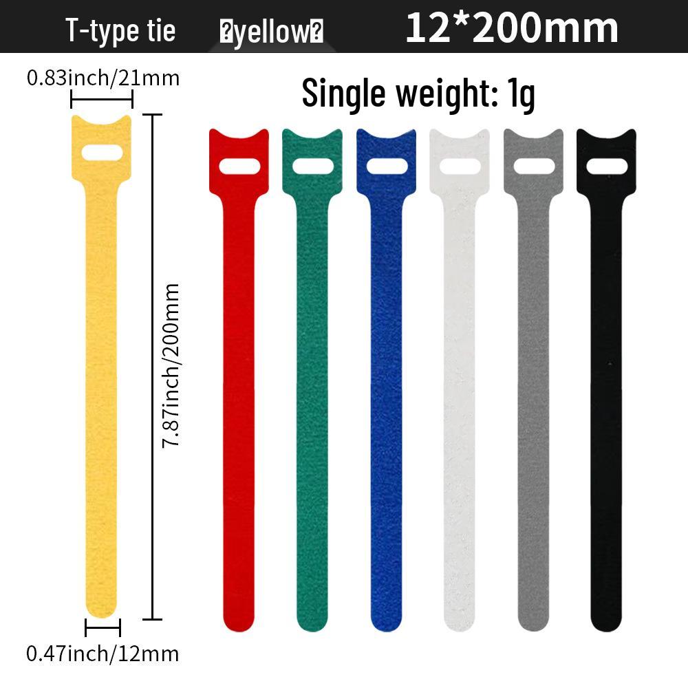 T-Type Magic Tape Cable Ties for Earphones, Data Cables, Organizers, and Network Cables with Back-to-Back Adhesive Straps.