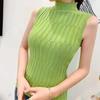 Women Summer Knitted Tank Top Solid Color Half Turtleneck Slim Fit Tops Multi-color Sleeveless Vest