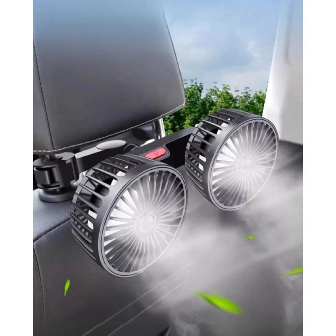 Car mounted rear electric fan with USB interface for car use, 12V 24V, large truck interior, rear seats, silent and powerful