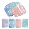 50pcs Holographic Laser Transparent Plastic Zipper Jewelry Bag Pouch For Beads Gift Storage Small Business Packaging Supplies