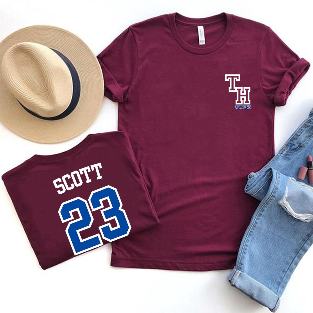 TREE HILL RAVENS Scott 23 Tshirt One Tree Hill Merch Nathan Scott Shirt North Carolina Tees Tv Show OTH Merch 2 Side Print Tops