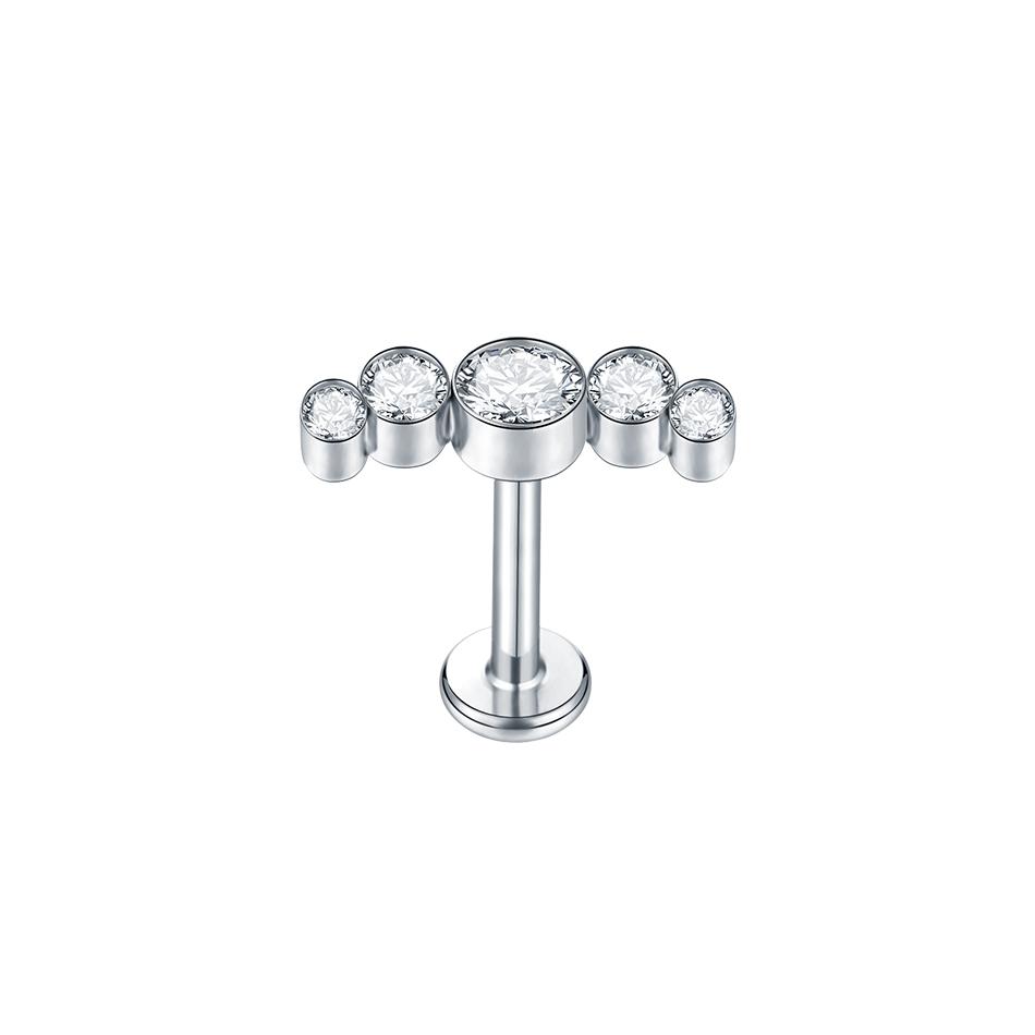 1 шт. Серьга-гвоздик из титана имплантатного качества с цирконием, с внутренней резьбой, Звезда, Лабрет, Пирсинг губы, Монро, Хеликс, Козелок, Пирсинг, Украшение