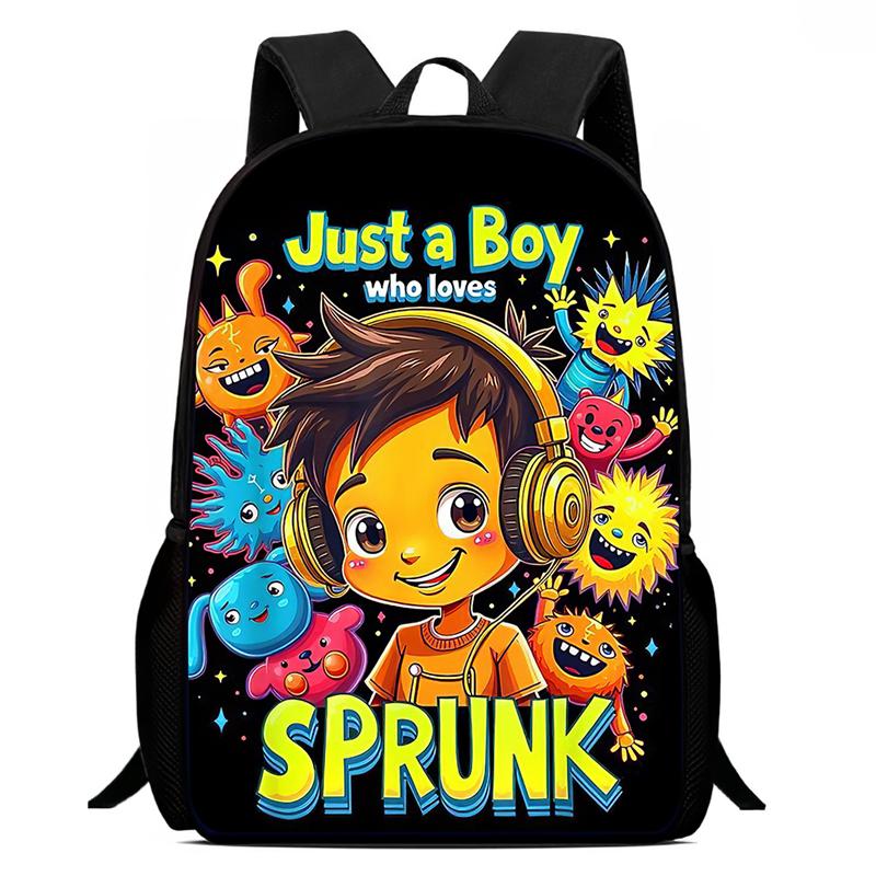 15IN School Backpack for Age 5-10,Cartoon Games SPR-UUNKI Printed School Bags for Boys Girls,Light Weight &Durable Kids Backpack