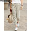 Women's Fashion Casual Solid Color Print High Waist Trousers Pants & Capris
