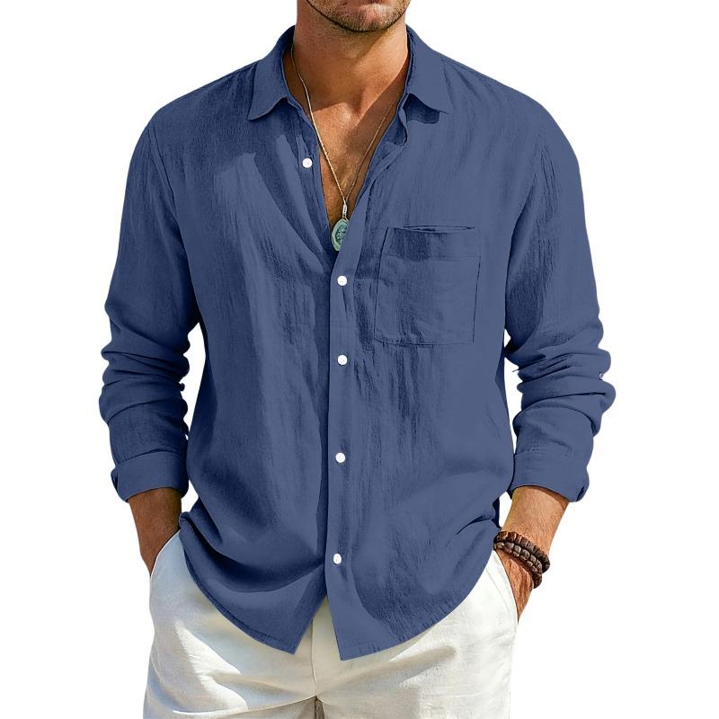 GMXIA Men's Fashion Long Sleeves Autumn/Winter POLO Neck Casual Blouses & Shirts