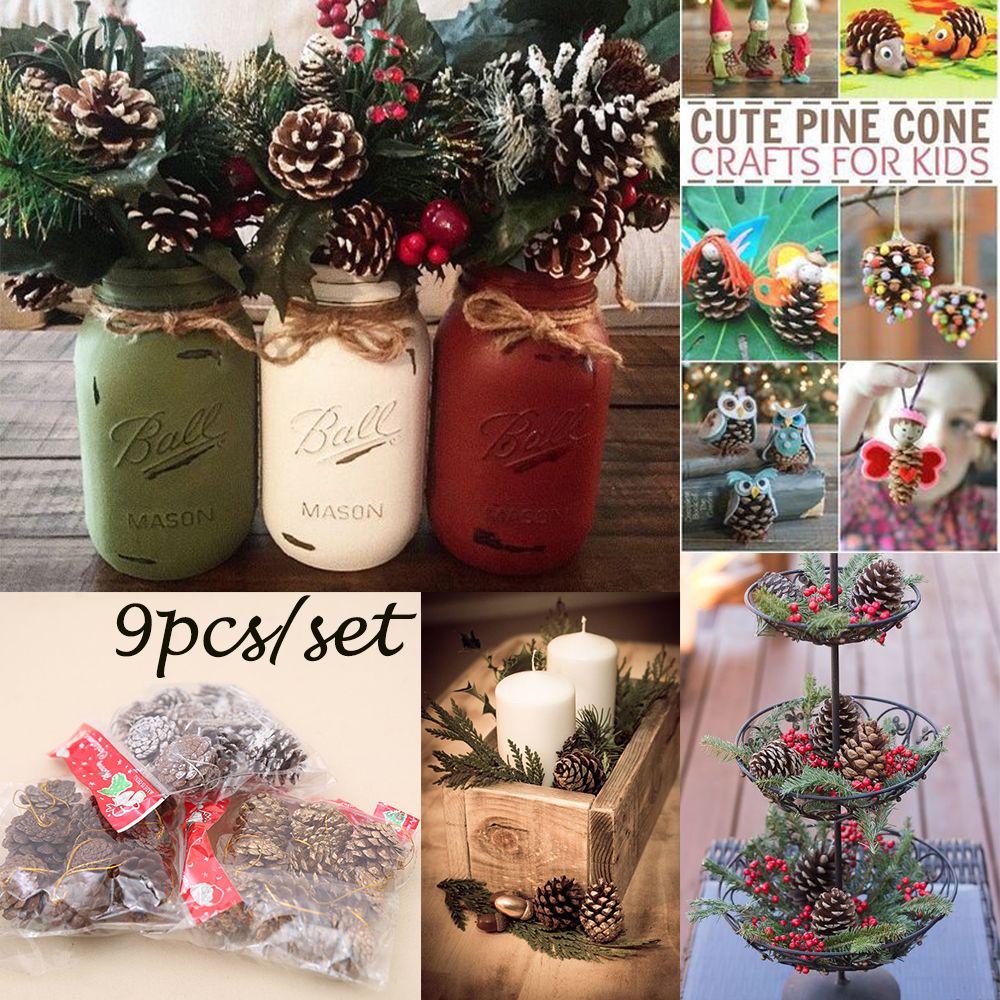 9Pcs/set Home Supplies Party Hanging Ball Christmas Tree Ornament Pinecone Pine Nuts