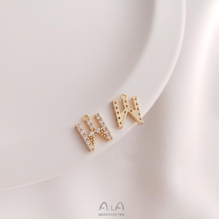 14K Gold Plated Zircon Alphabet Pendant for DIY Jewelry Accessories