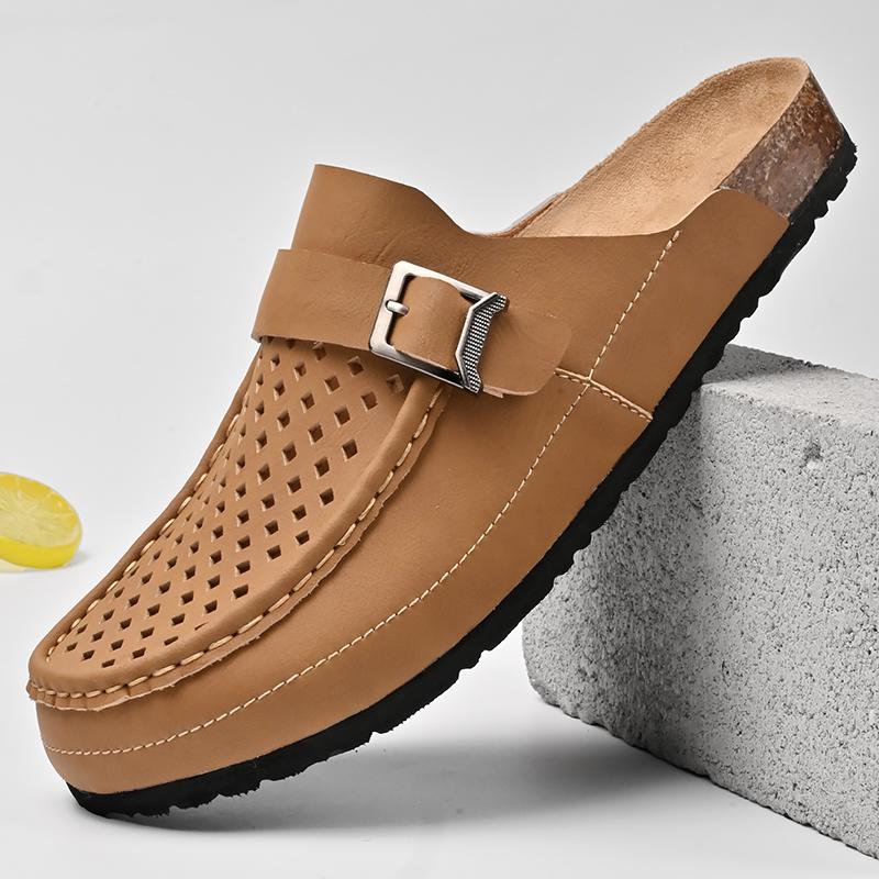 Fashion Summer New Anti Slip and Wear-resistant Sole Home Slippers Commuting Men's Flat Shoes Breathable Lightweight Men's Walking Shoes