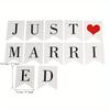 Elegant White 'Just Married' Banner - Perfect for Wedding & Bridal Shower Decor, Photo Booth Prop, and Garden Party Supplies, Bridal Wreath
