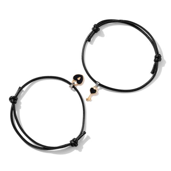 1 пара браслетов для пар, магнитные регулируемые плетеные веревки, эластичные ретро декоративные подарки, ключ для любви