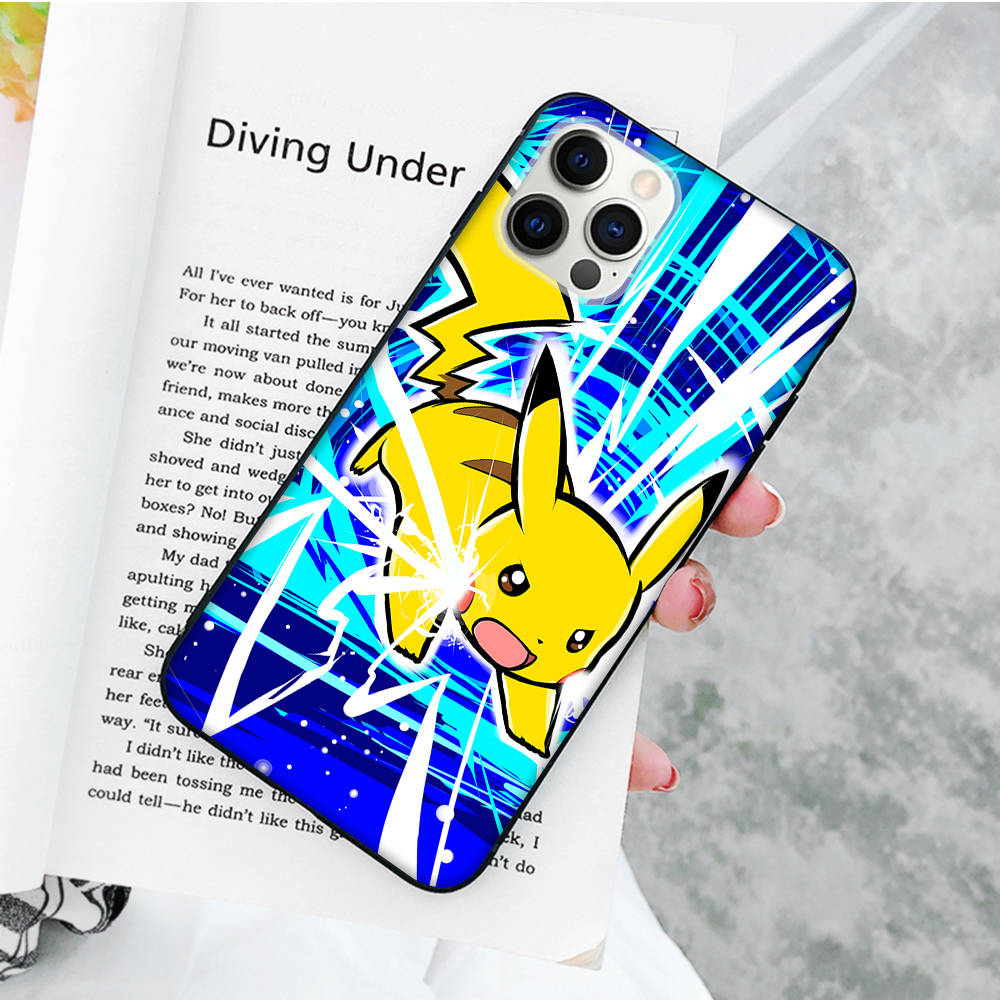 JP36 Pikachu Pokemon Black Soft Case for Xiaomi Poco X6 X4 M5 M6 F5 F6 C65 C55 C50 C51 C40 Pro Redmi 14C A3X 13C 12C 11T 10A 9C Note 7 6 8A Plus
