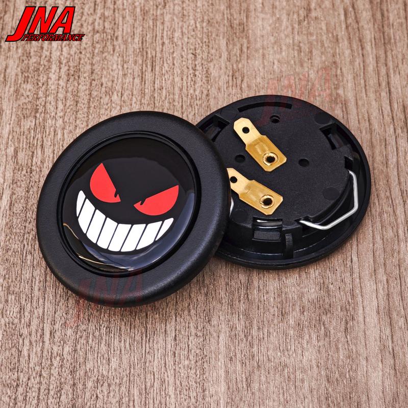 Black Devil Demon Sports Steering Wheel Horn Push Button JDM Universal Racing Car Horn Cover PC-HB01