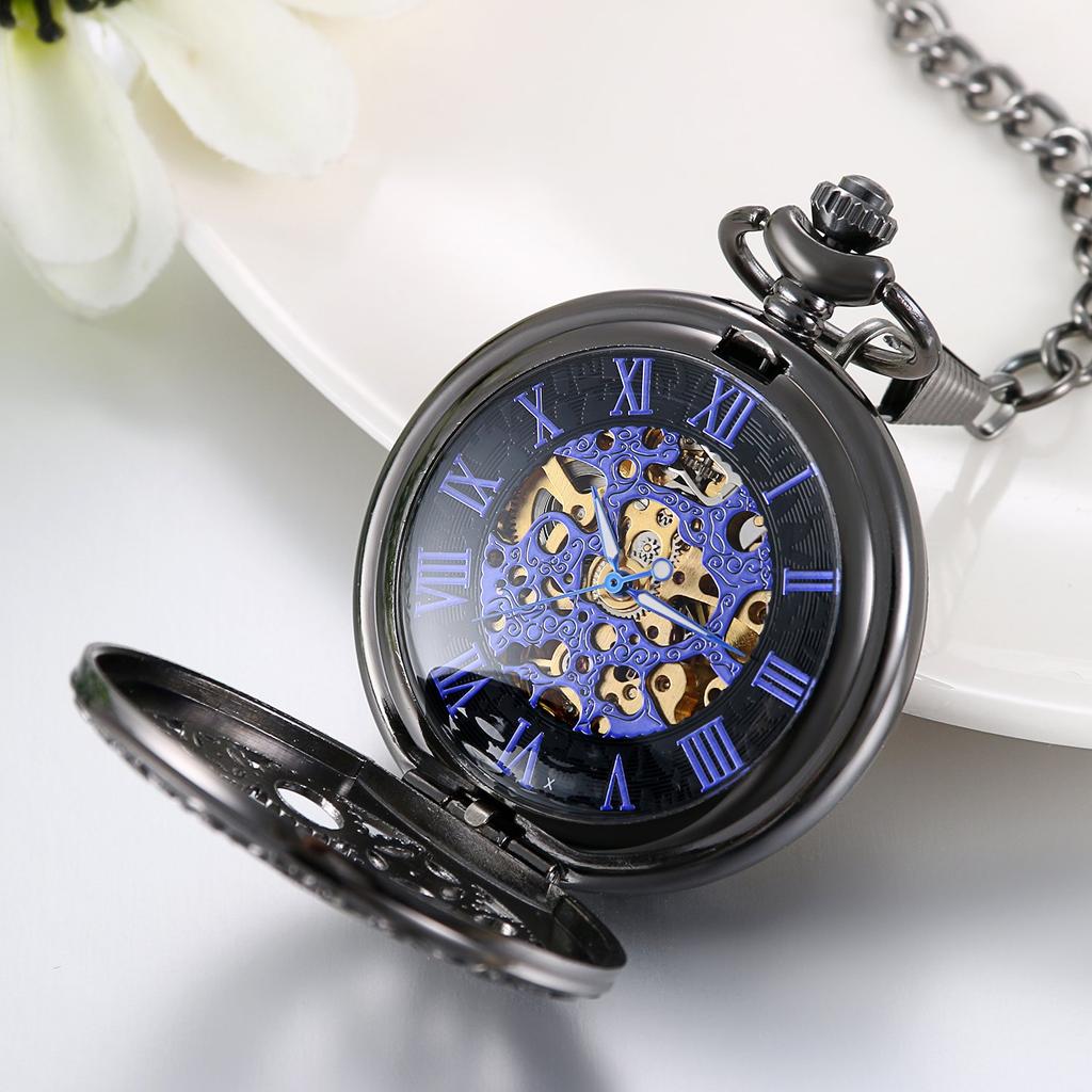 Retro Pocket Watch Automatic Pocket Watch Roman Dial Middle Century Items Unique Birthday Christmas Present Men's