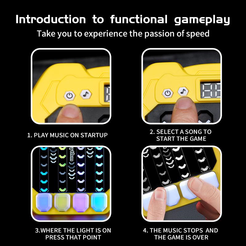 ZLang Montessori Pockets Travel Toy Electronic Music Rhythm Puzzle Game Machine Light up Education Sensory Fast Push Table Game