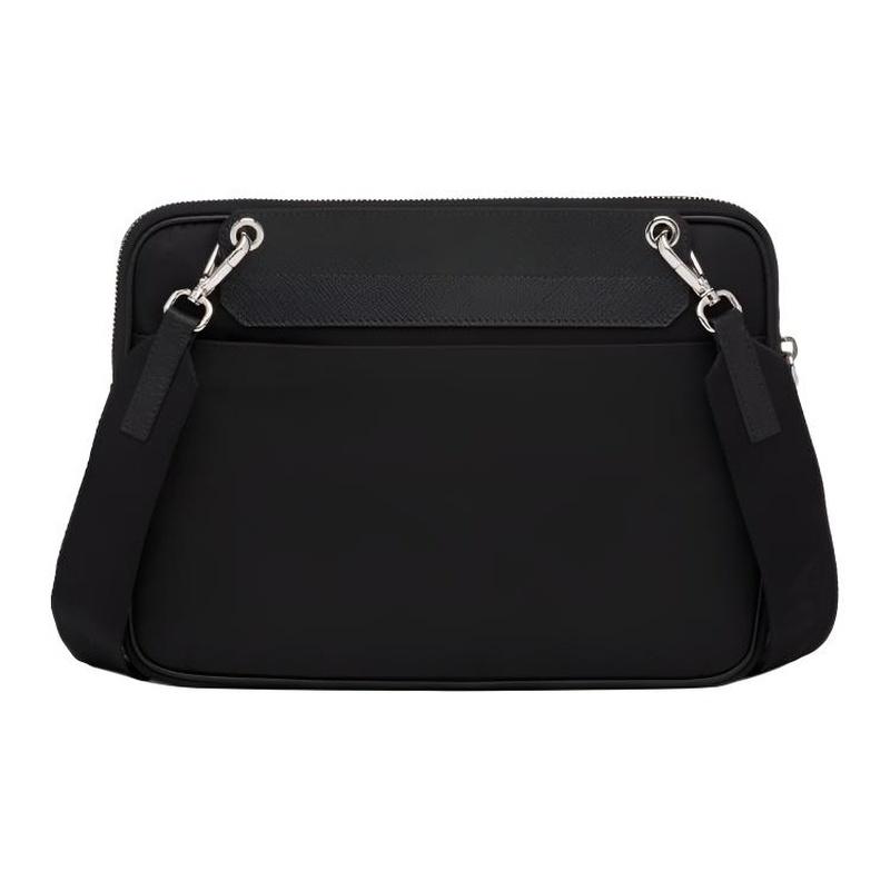 Prada Yellow Logo Nylon Shoulder Bag Men's Black