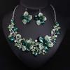 Flower Necklace Earrings Set Dress Bridal Banquet Women's Accessories