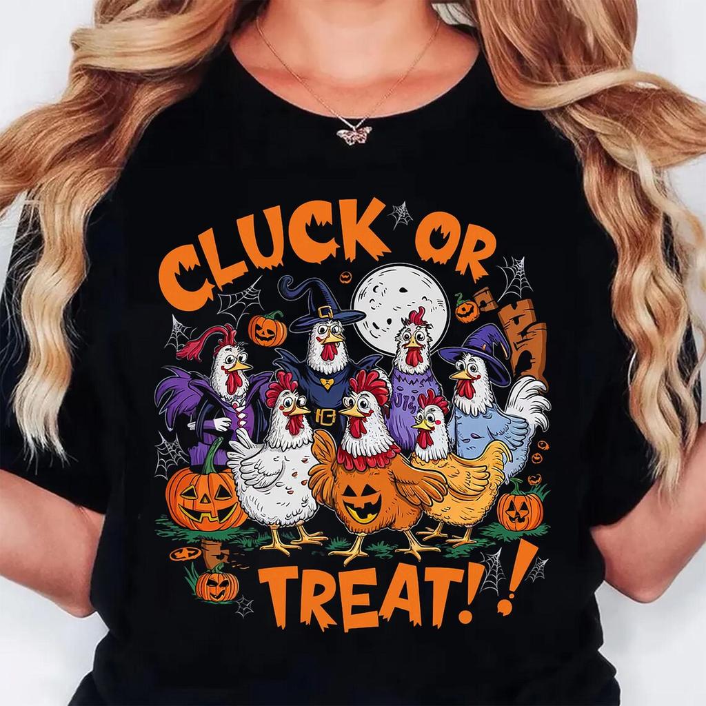 Cluck Yeah Its Halloween T Shirts Streetwear Funny Chicken Halloween Shirt Women Stylish Harajuku Unisex Tops
