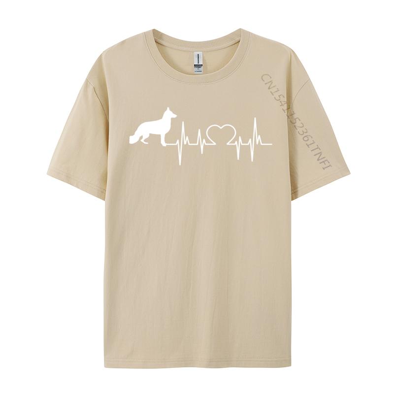 Gerunisex Shepherd Dog Gsd Heartbeat Printing TShirt Normal Coupons Male Valentine Day Tops Shirt Normal TShirt Premium Cotton