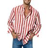 Men Shirt Long Sleeve Stand Collar Loose High Elasticity Casual Dress-up Stripe Printing Striped Shirts Casual Linen Buckle Top for Dating