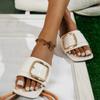 Flats Women Slippers Fashion Buckle Beach Sandals Summer Casual Shoes  New Ladies Flip -Flops Slingback Women Slides Mujer