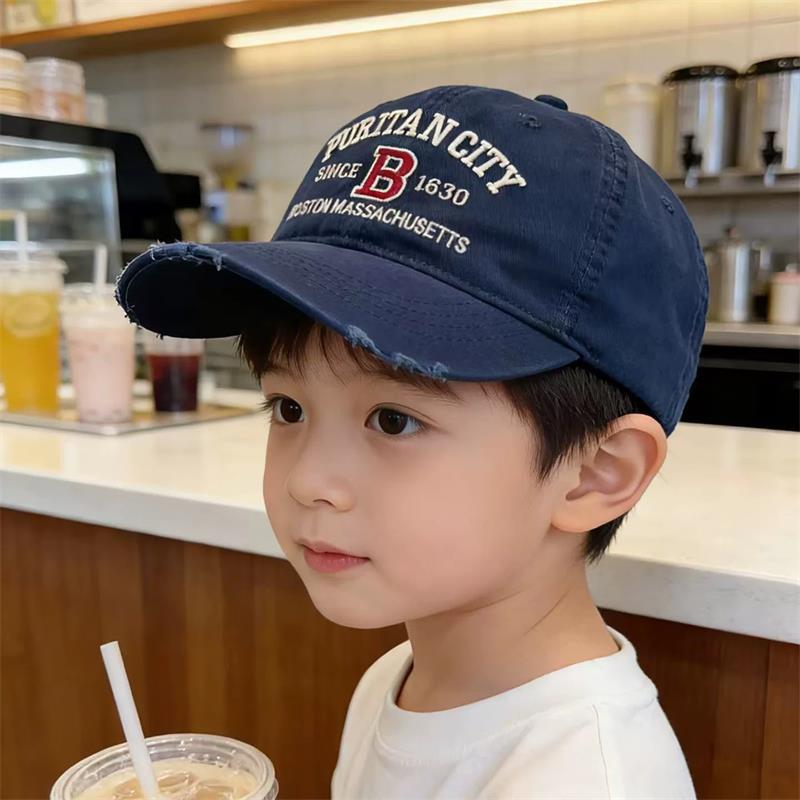 Children's spring and autumn Korean-style letter-embroidered baseball cap, trendy and stylish, for boys and girls, offering sun protection