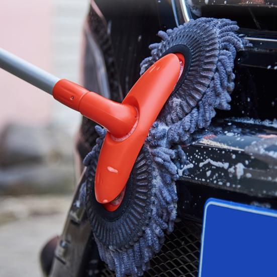 Car Wash Mop Rotating Double-Headed Cleaning Brush Telescopic Long Handle Car Washing