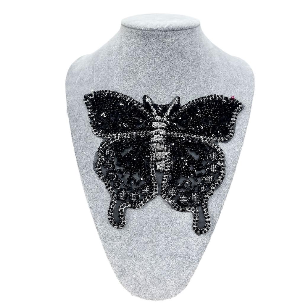 Mesh Bottom Embroidery Beaded Butterfly Applique Accessories Clothing Lace Children'S Clothing Veil Accessories