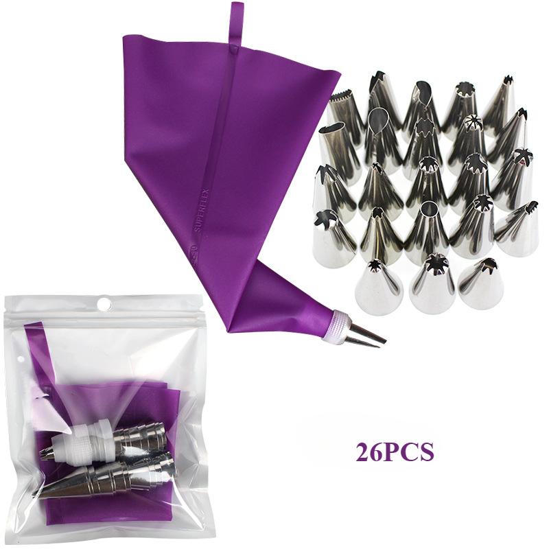 8/14/50 шт. Фиолетовые силиконовые кондитерские мешки, насадки, кухонные инструменты для DIY, для украшения тортов глазурью, насадки из нержавеющей стали, многоразовые, для крема, инструменты для декорирования