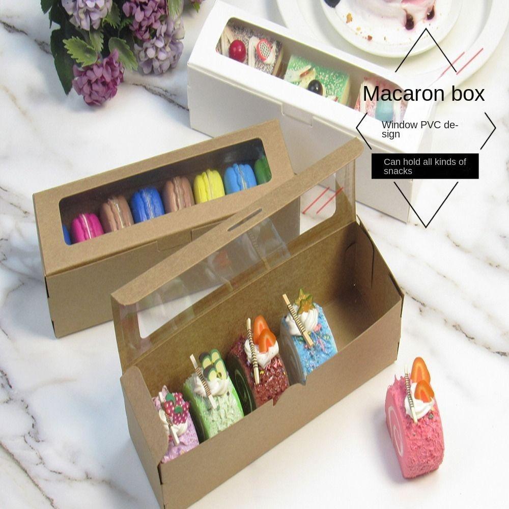 20Pcs with Clear Window Macaron Boxes Kraft Paper Cupcake Boxes with Window Wedding Gift