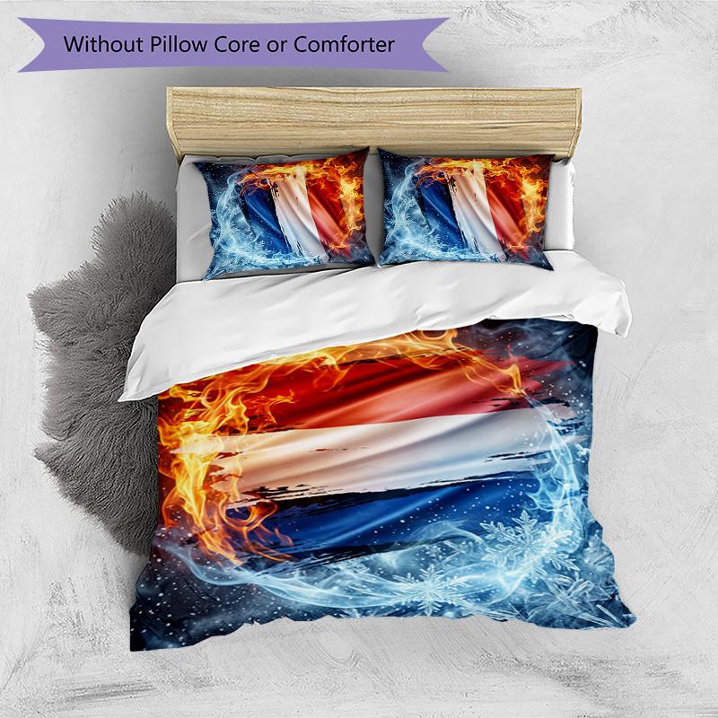 Netherlands Football Printed Bedding 3 Piece Set Cozy Breathable Bed Cover Set as Housewarming Holiday Gift