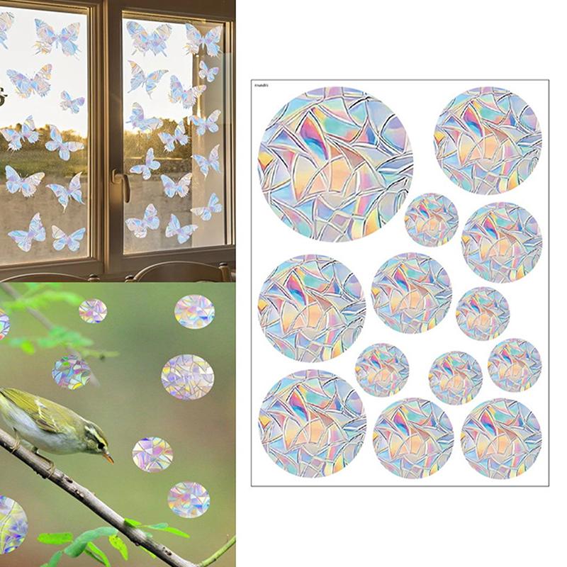 Наклейки на окна для защиты птиц от столкновений с окнами, неклейкие призматические наклейки на окна, радужные наклейки