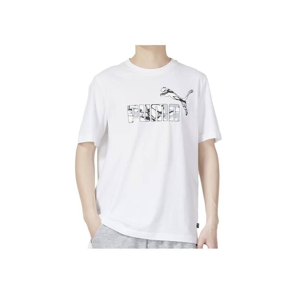 Puma Logo Print Crew Neck Casual Short Sleeve T-Shirt Men Tops White 677125-02