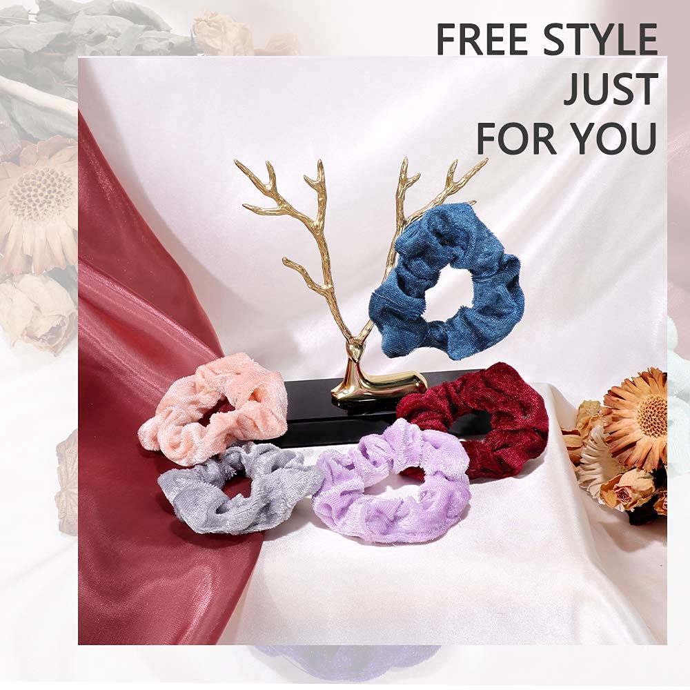 75 PCS Velvet Hair Scrunchies for Women Girls -No Damage Hair Ties Bulk - Soft Ponytail Holders for Gift