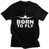 Мужская футболка с принтом 'Born To Fly' Самолет, короткий рукав, 100% хлопок, повседневная, авиация, самолет, подарок пилоту, модная футболка