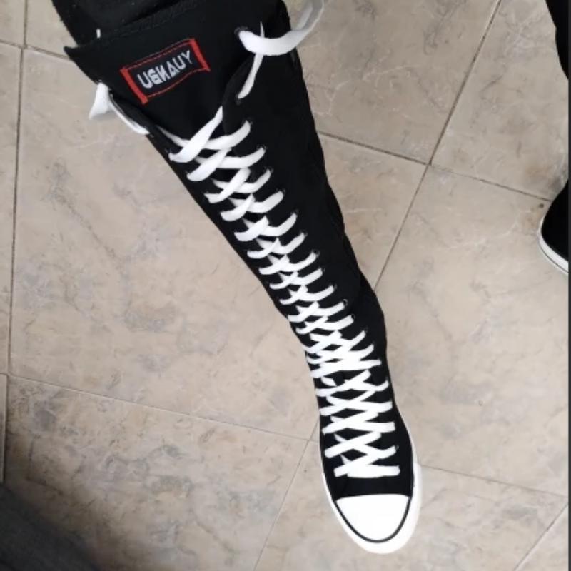 Новые высокие кеды для женщин, повседневная обувь с внутренней платформой, с белыми шнурками, модная, универсальная, женская обувь на плоской подошве