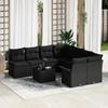 9-piece Garden Sofa Set with Black Poly Rattan Cushions, 2-seater Garden Sofa with Storage 3353972